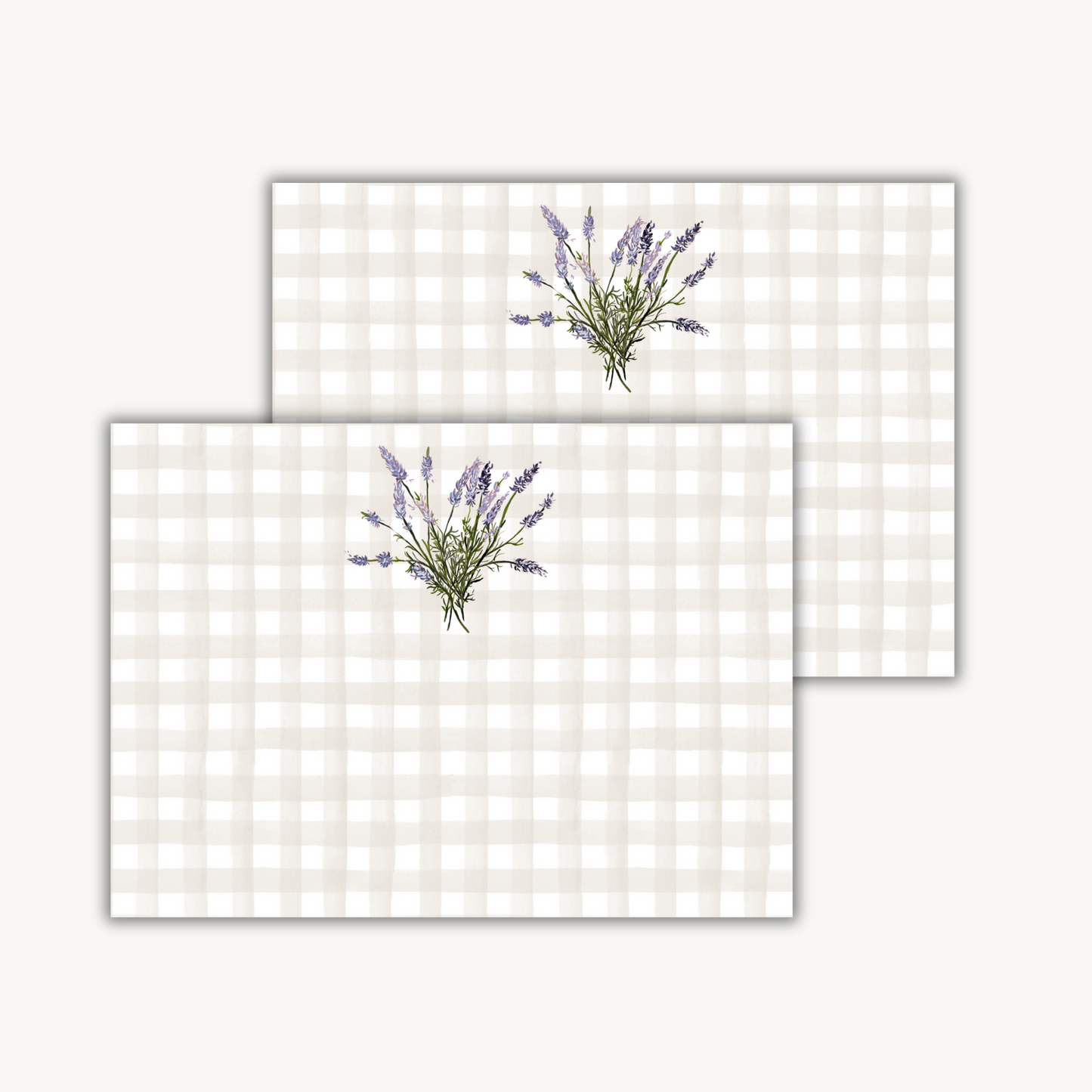 Lavender Check Stationery Set
