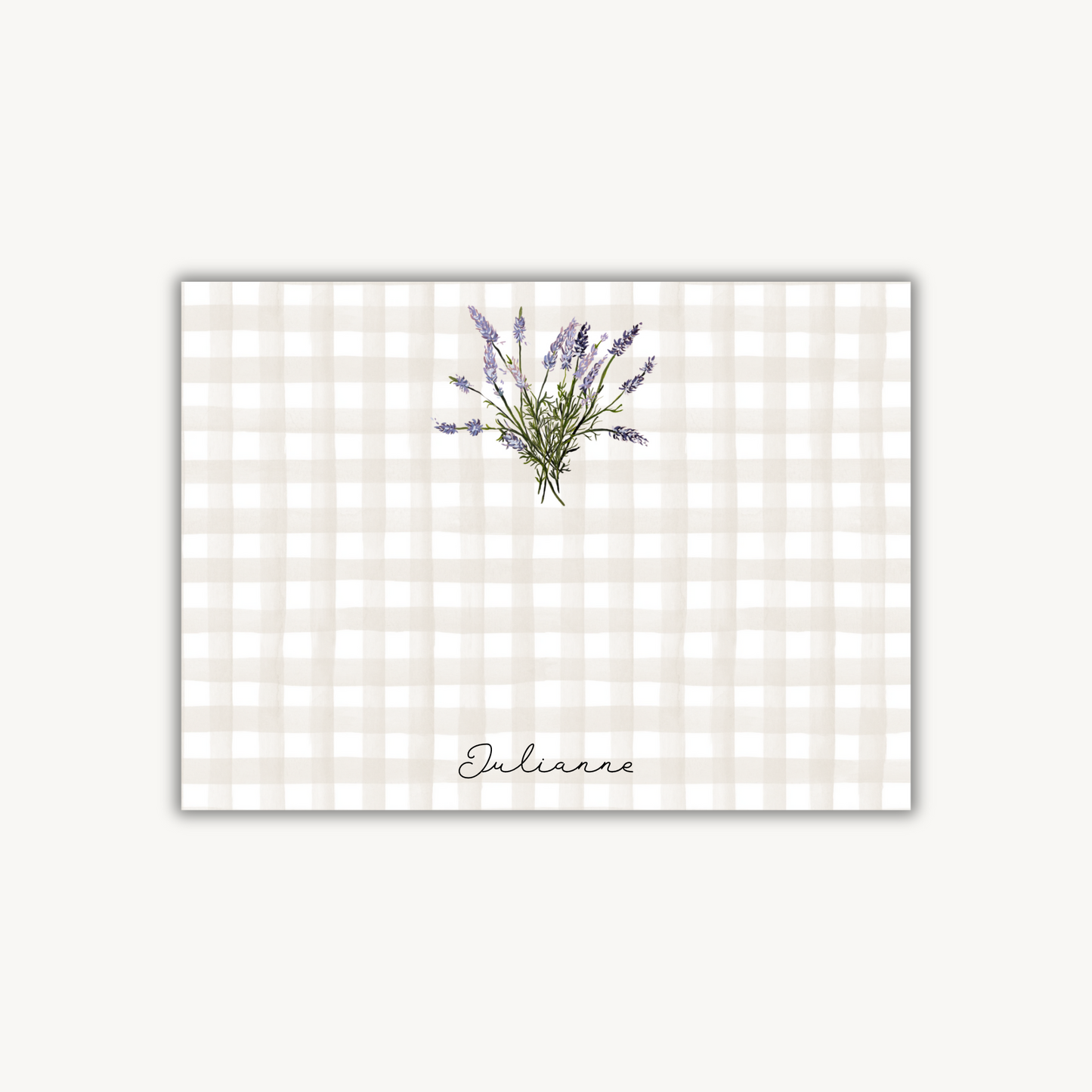 Lavender Check Stationery Set