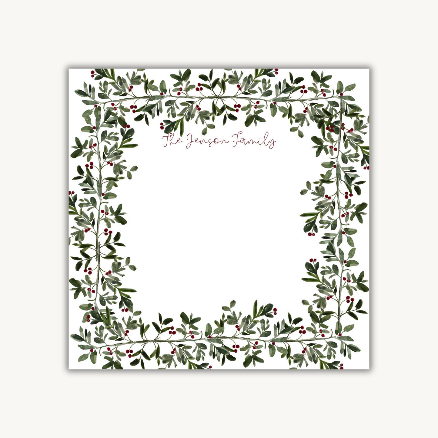Festive Greenery Square Notepad