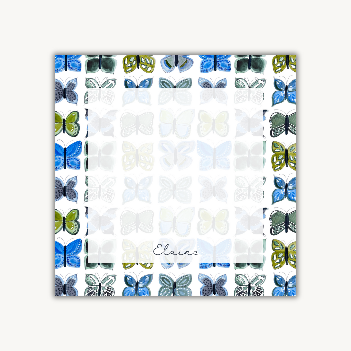 Blue Butterfly Pattern Square Notepad