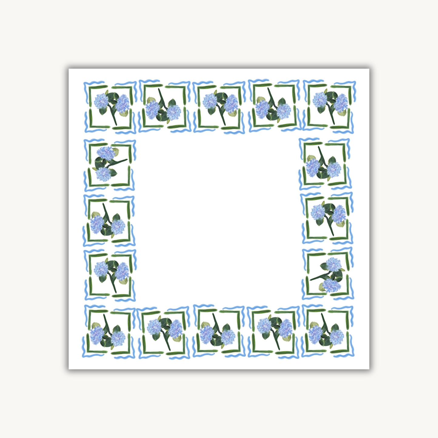 Hydrangea Border Square Notepad