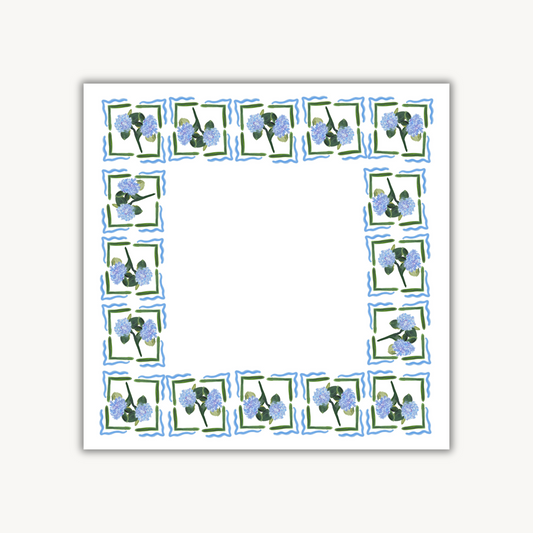 Hydrangea Border Square Notepad