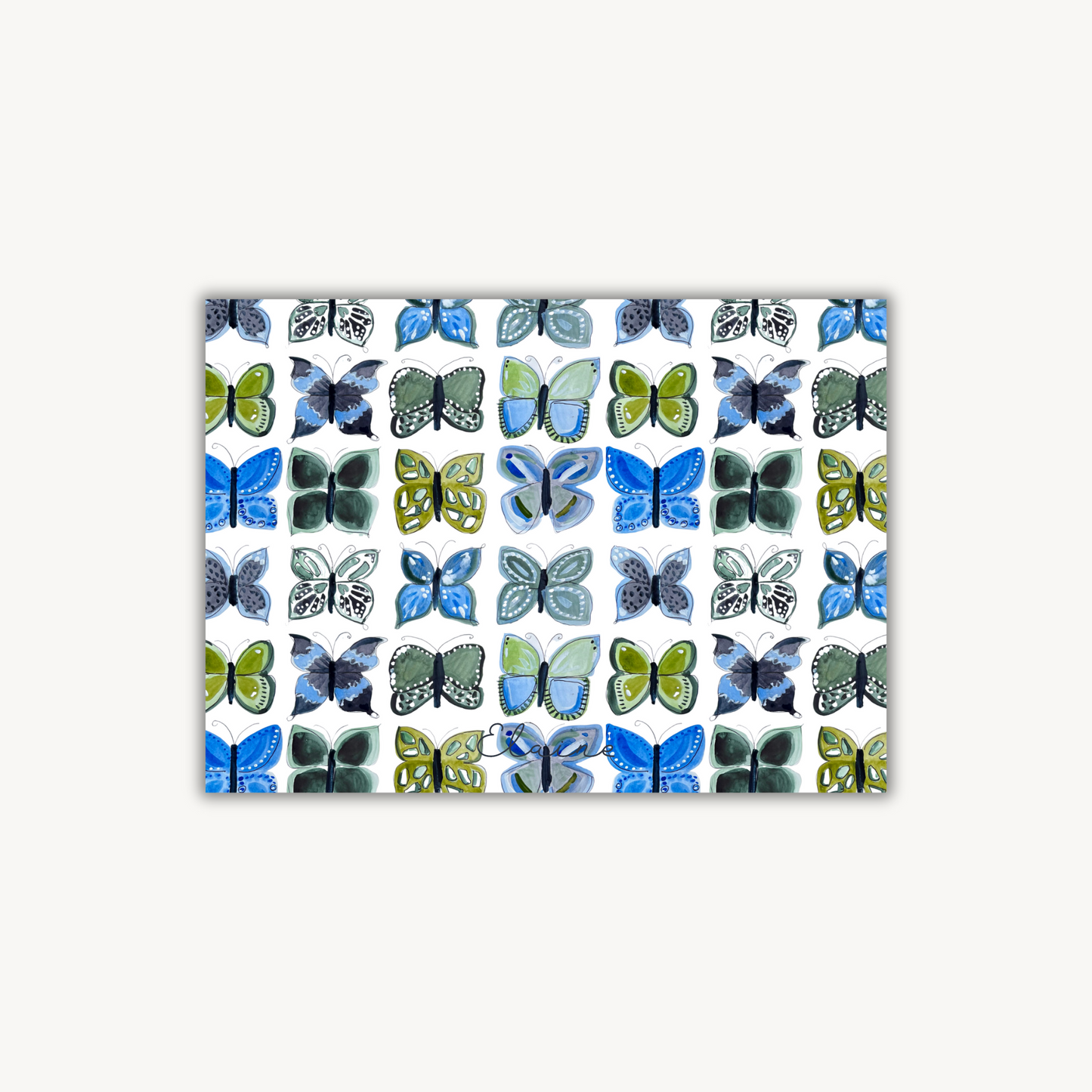 Blue Butterfly Stationery Set