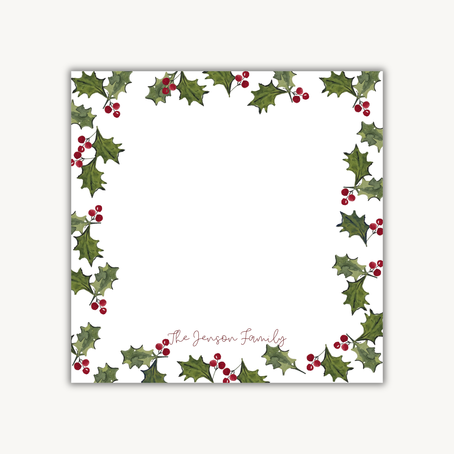 Holly Jolly Square Notepad