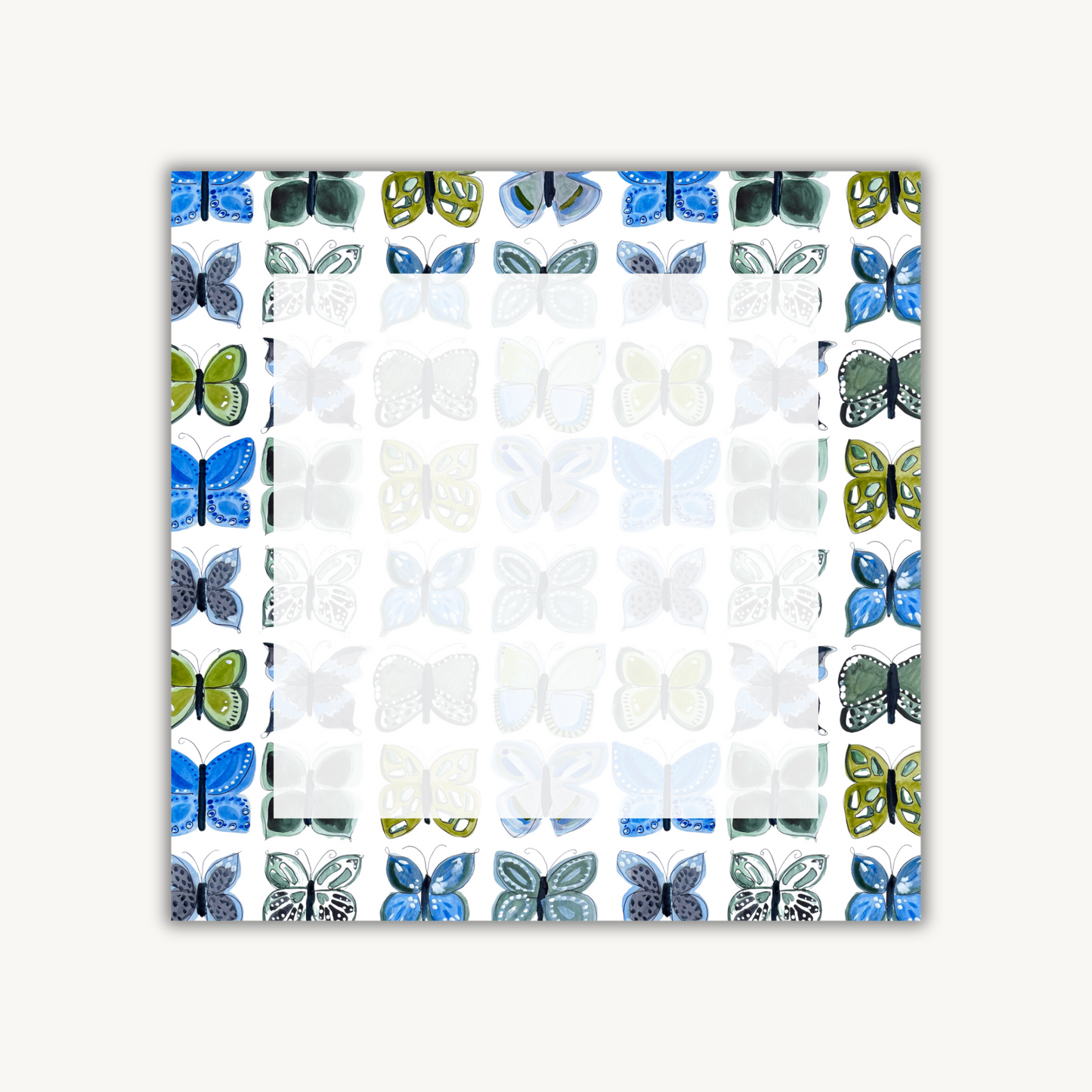 Blue Butterfly Pattern Square Notepad