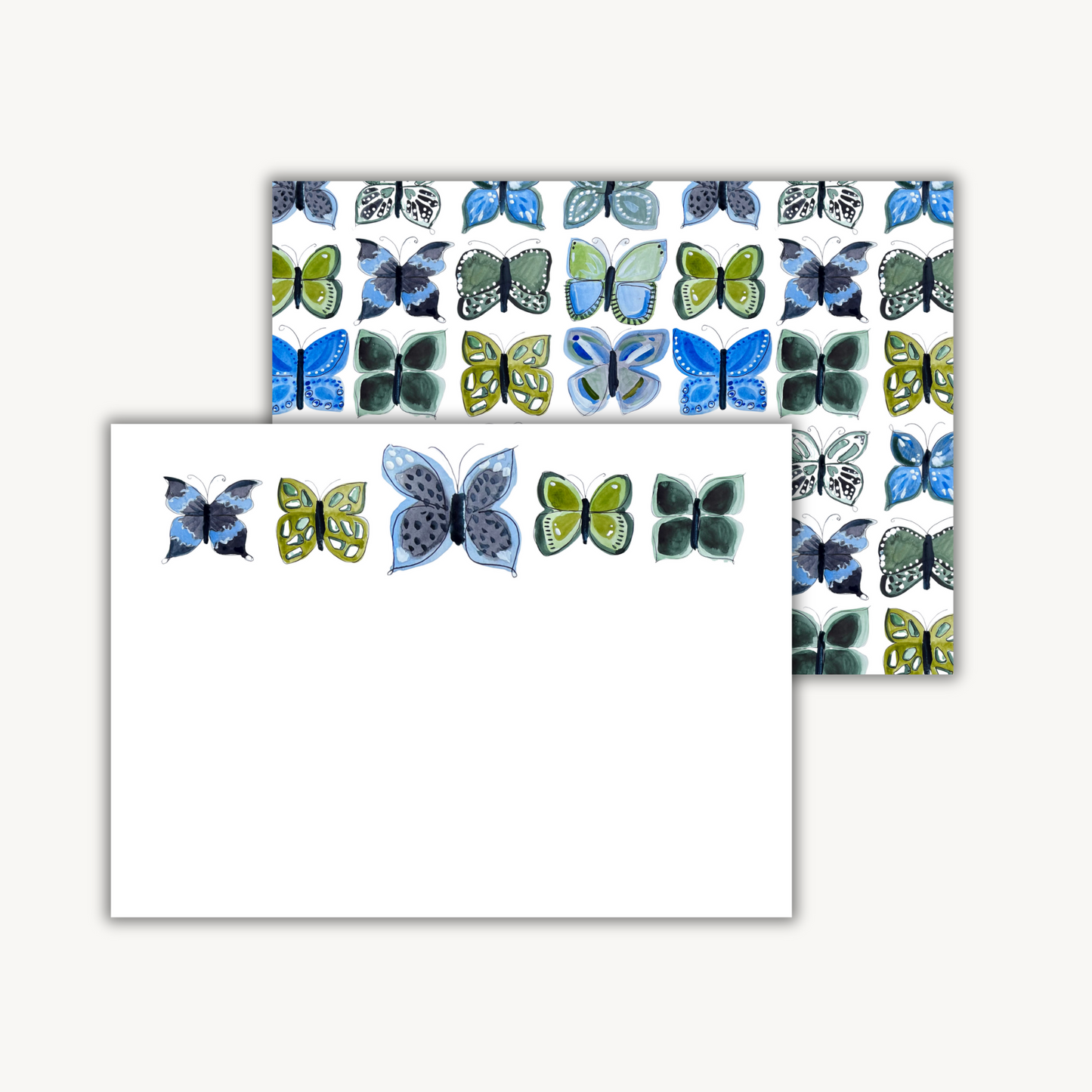 Blue Butterfly Stationery Set