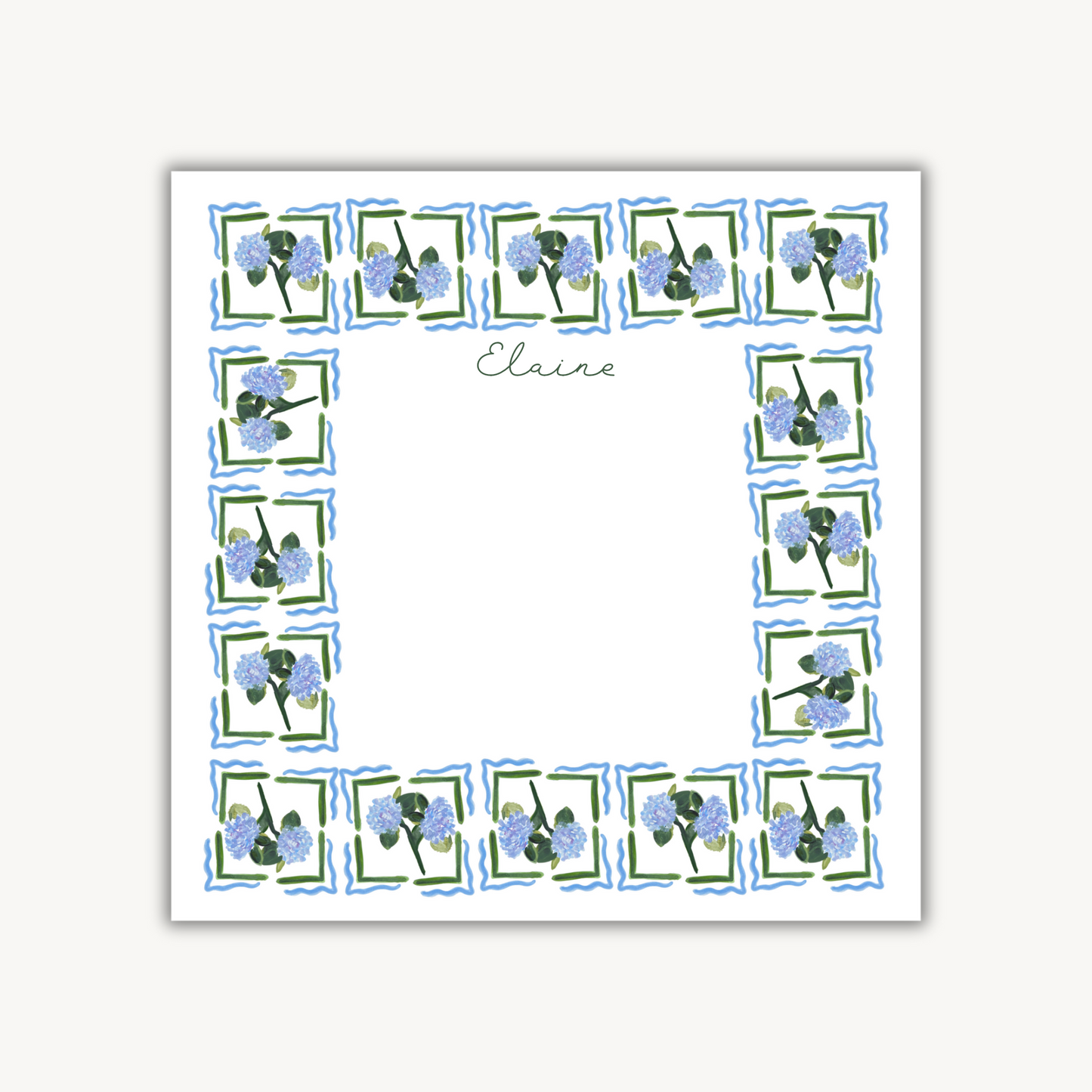 Hydrangea Border Square Notepad